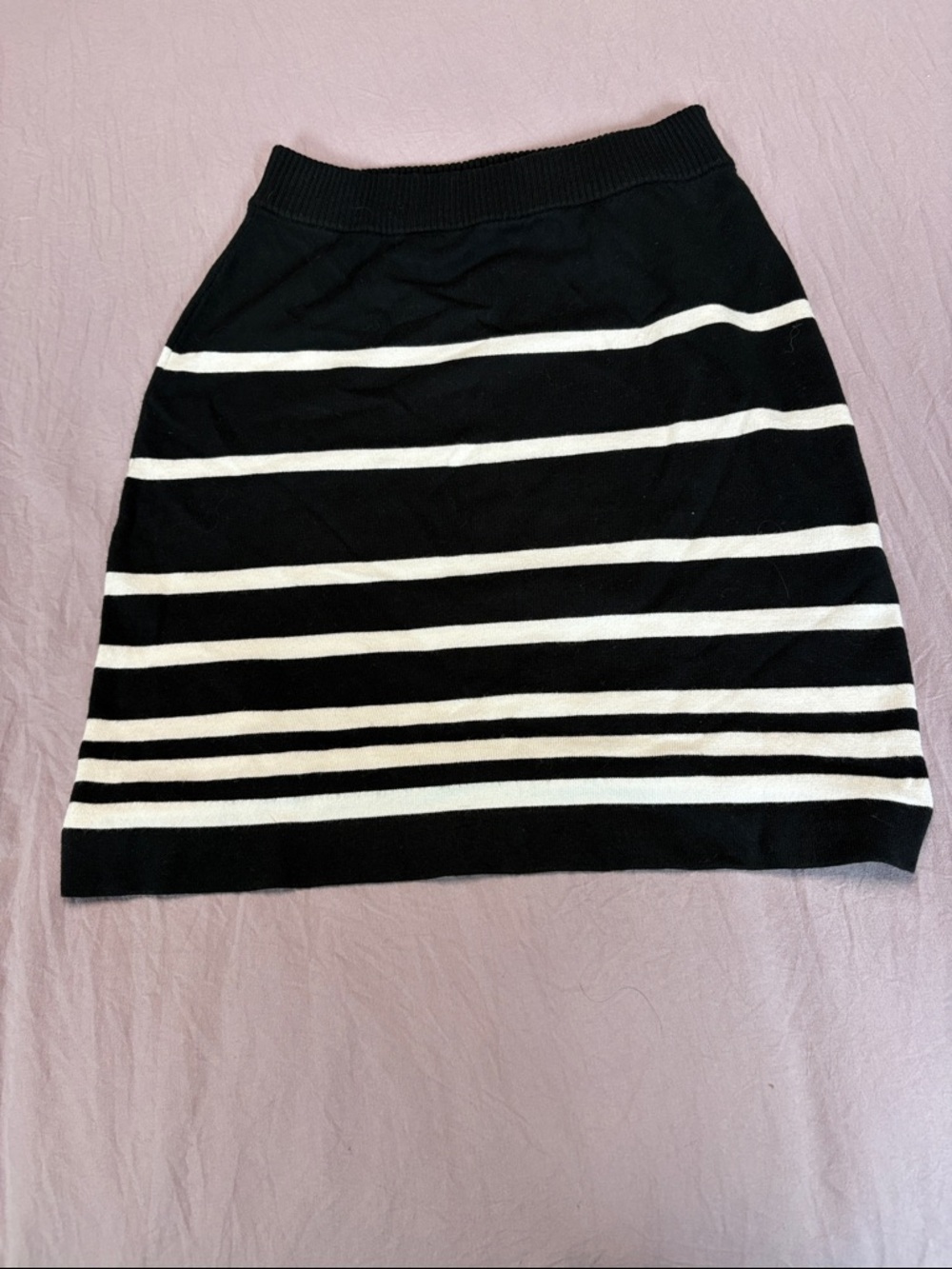 rag & bone Black and White Striped A-Line Skirt